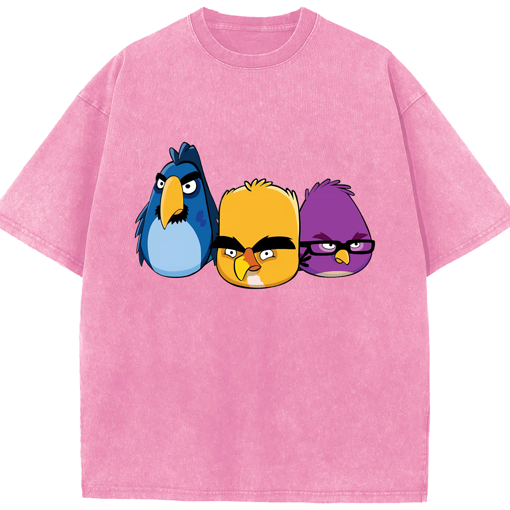 （画像用） Angry Birds アングリーバード 綿100% ヴィンテージ風 半袖Tシャツ（フロントプリント）